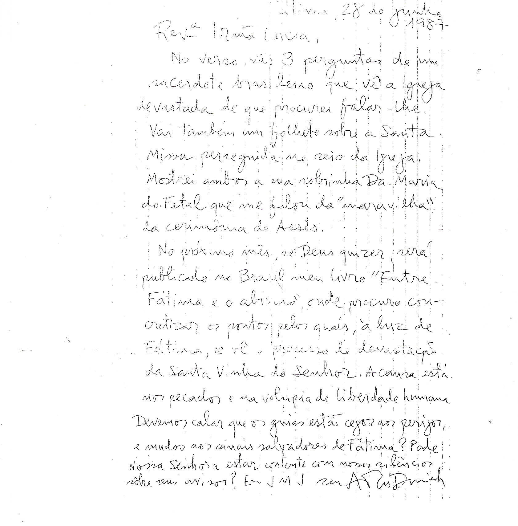 Carta do Pe. Rifan e outras à Irmã Lúcia de Fátima  Pro 